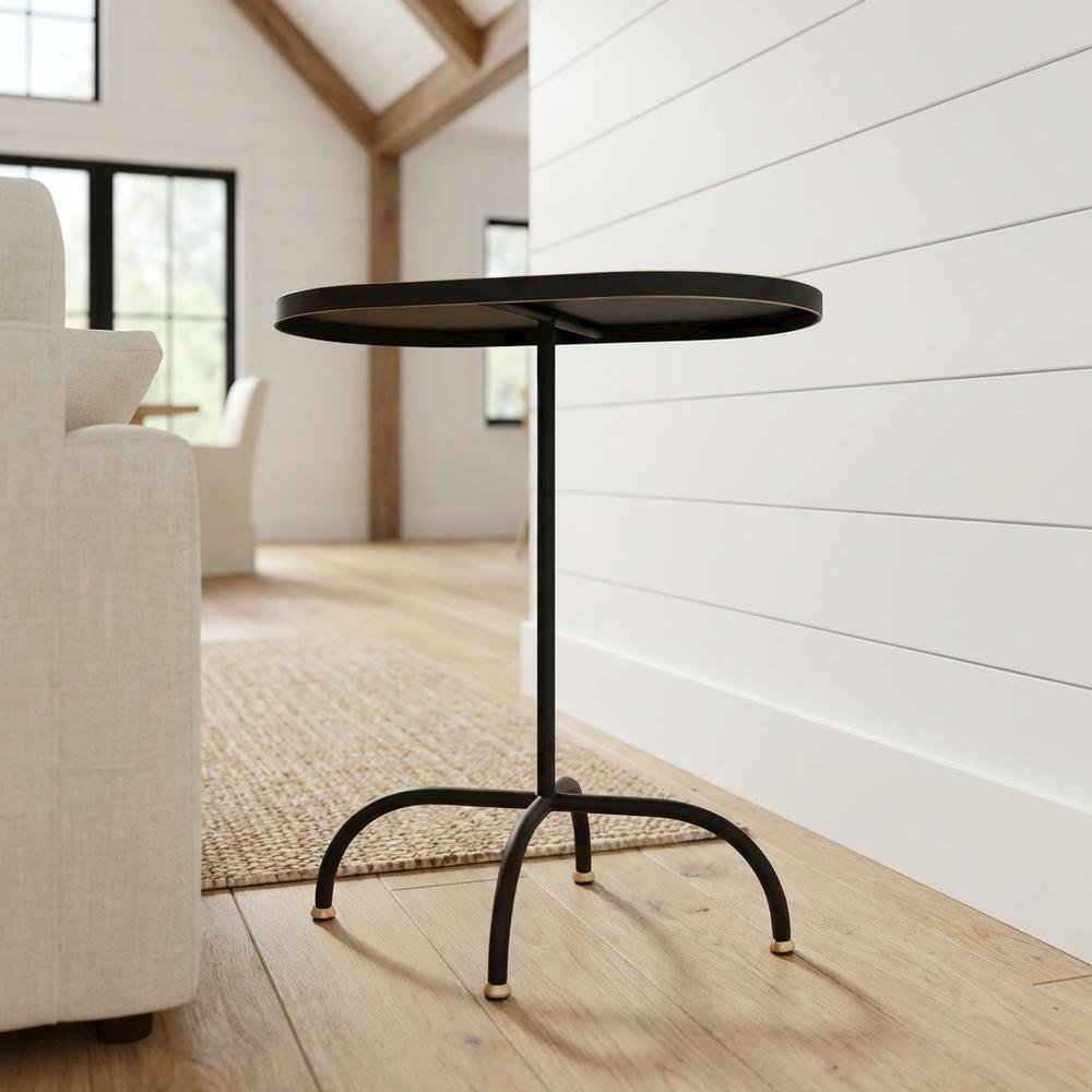 Geometric End Table, Industrial Oval Accent Side Table for Living Room. Picture 2