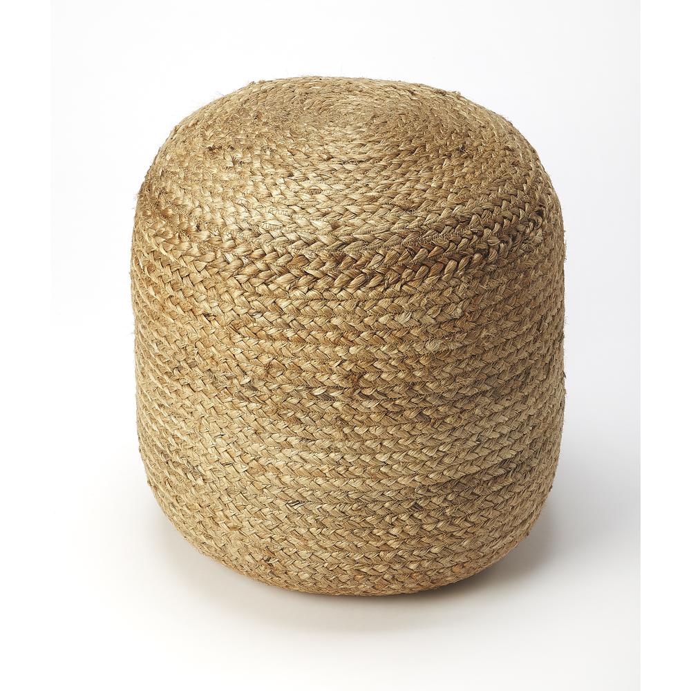 Noosa Jute 16"W Pouffe, Light Brown. Picture 1