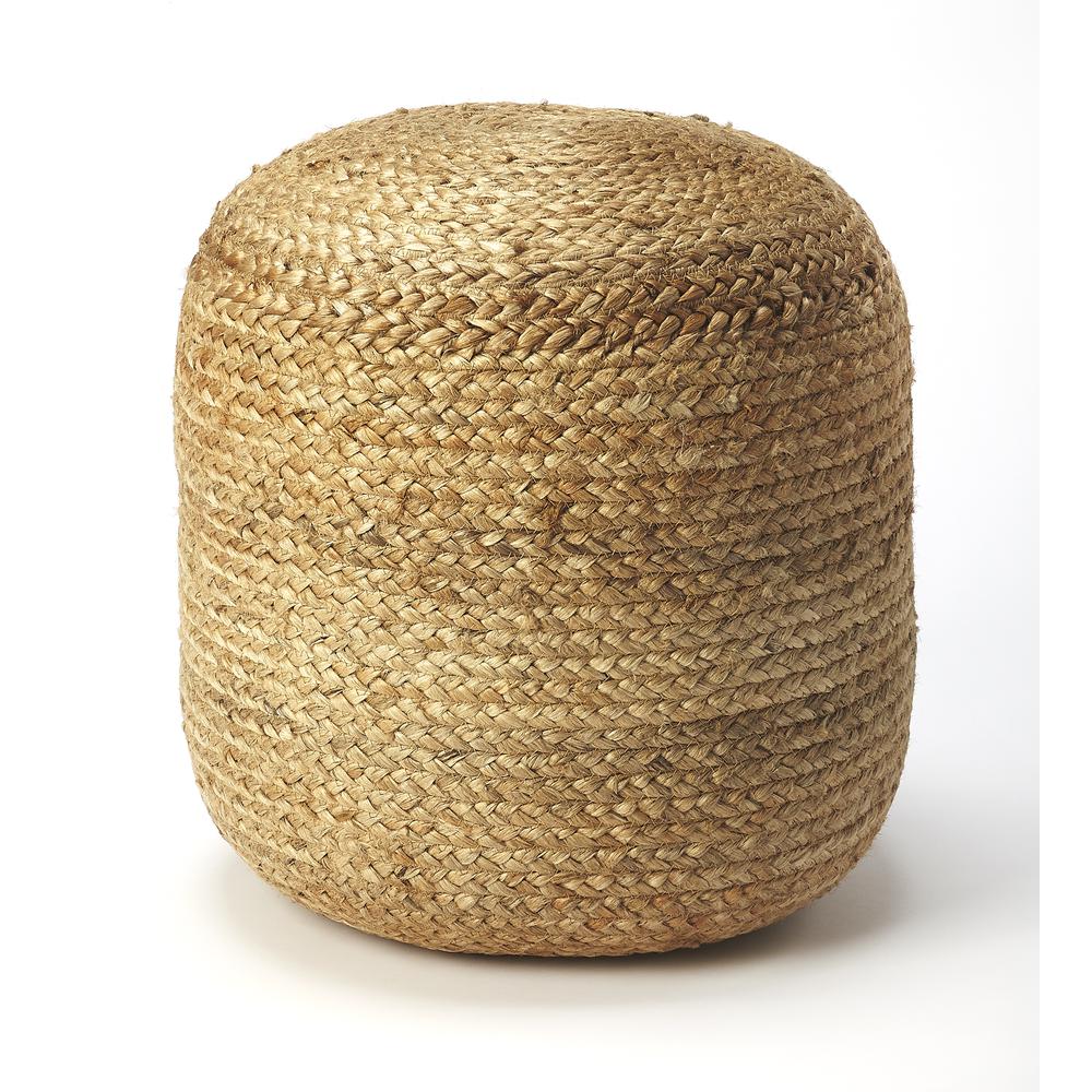 Noosa Jute 16"W Pouffe, Light Brown. Picture 3