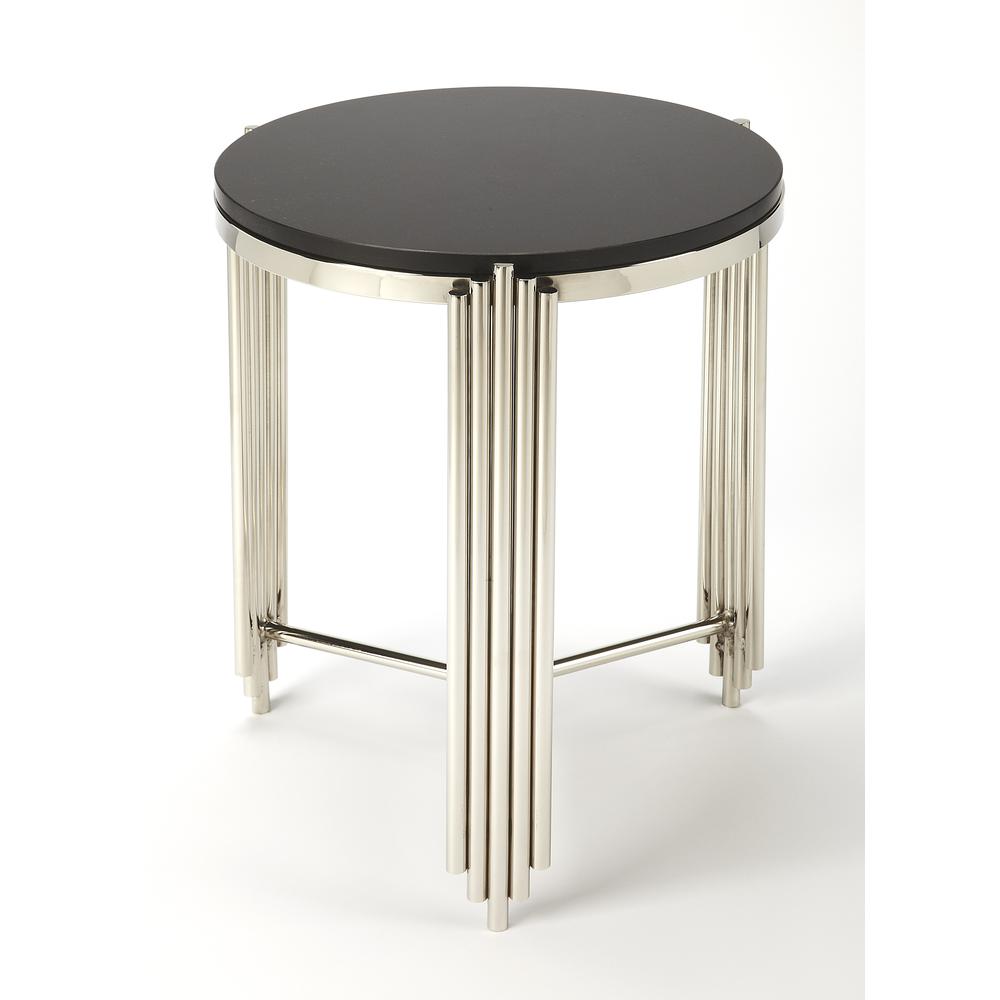 Khalifa Granite End Table, Black. Picture 1