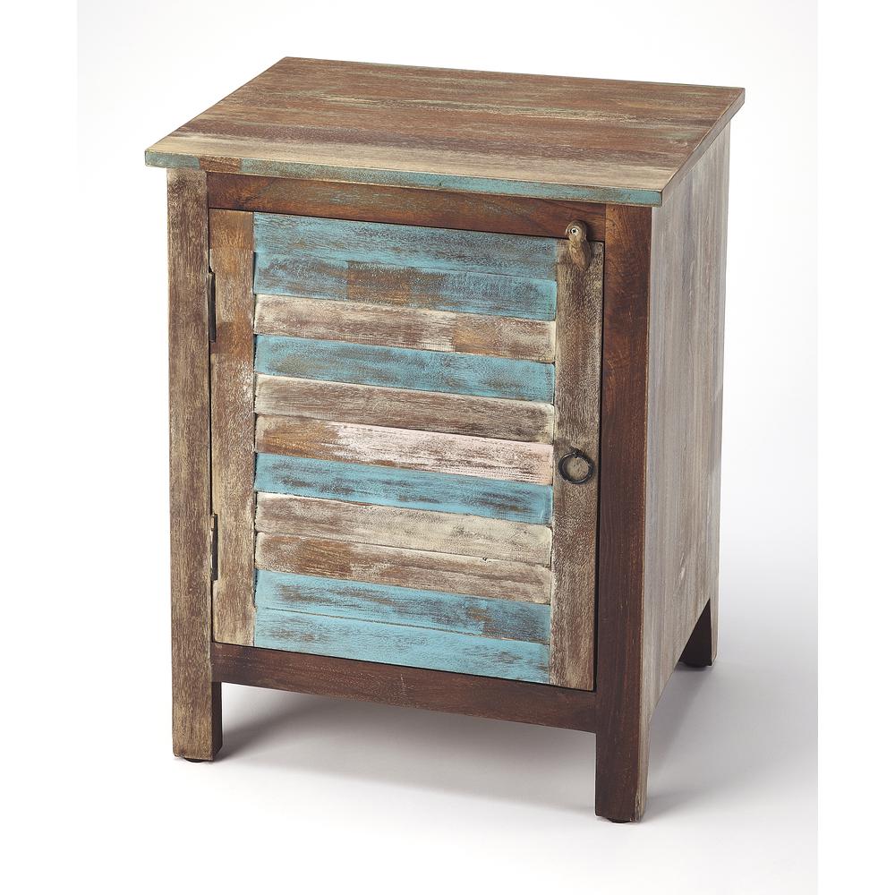 Rustic Shutter Painted Accent Cabinet, Multi-Color. Picture 1