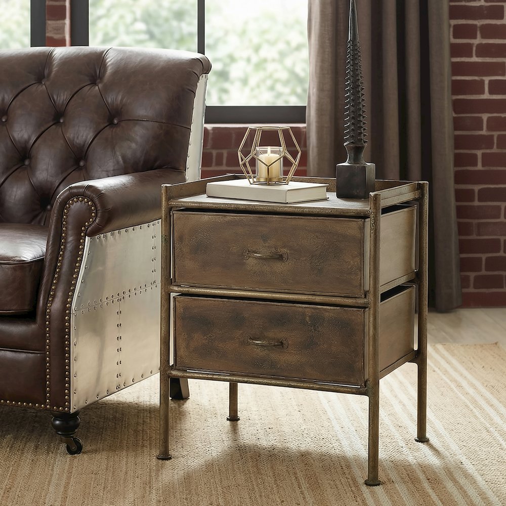 Cameron Industrial Chic Side Table, Bronze. Picture 5