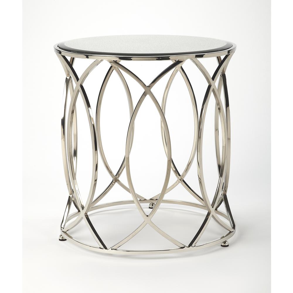 Desiree Mirrored End Table, Silver. Picture 2