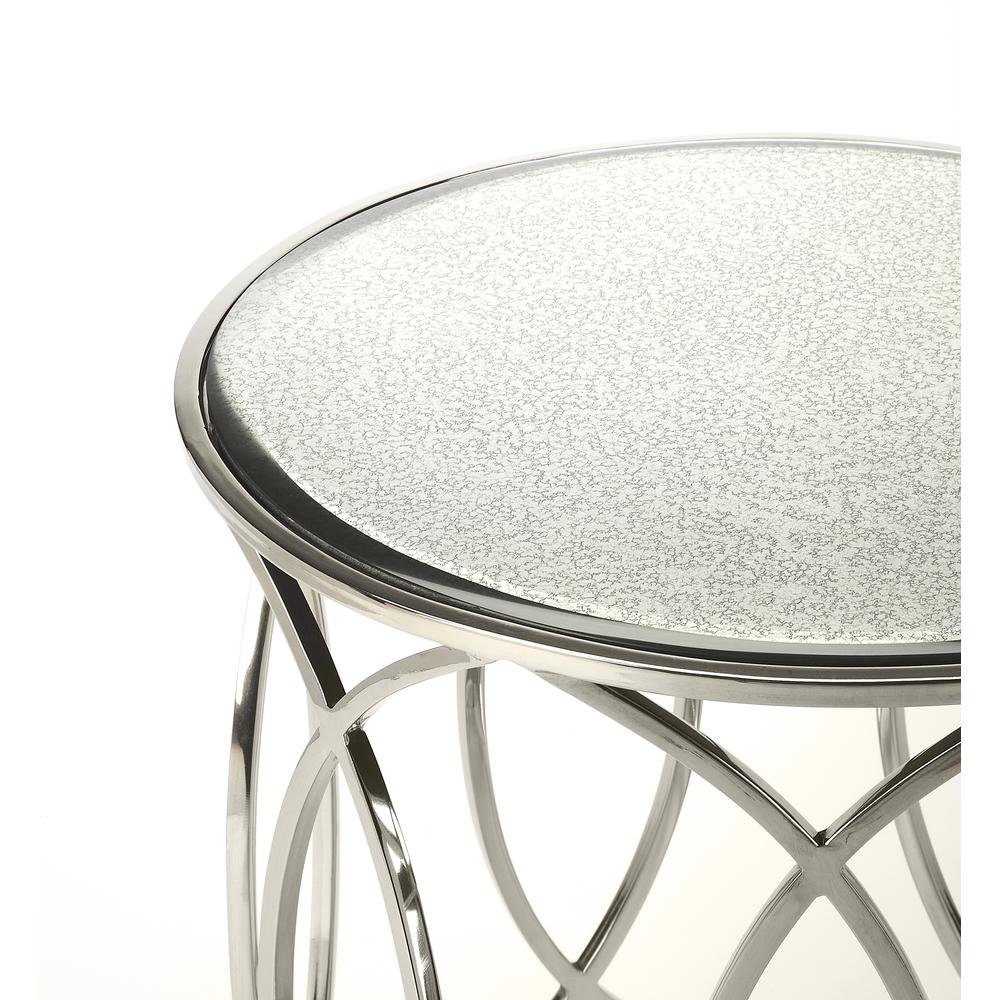 Desiree Mirrored End Table, Silver. Picture 3