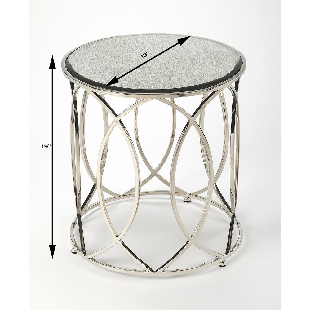 Desiree Mirrored End Table, Silver. Picture 5