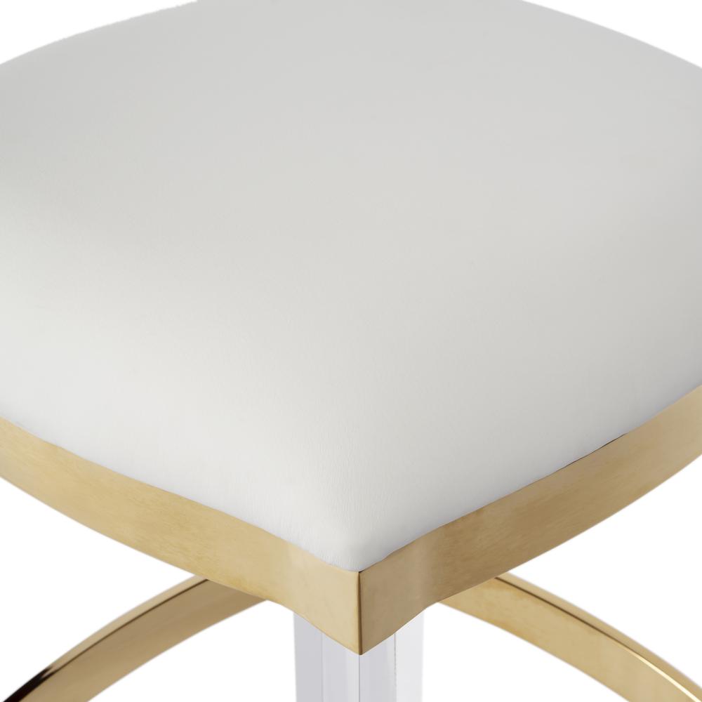 Jordan Acrylic & Polished Brass 24" Counter Stool, White. Picture 3