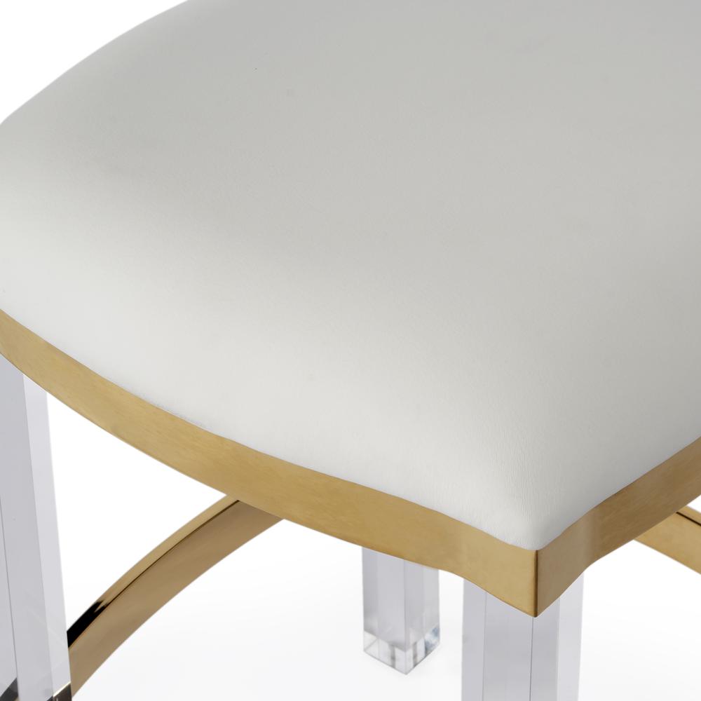 Jordan Acrylic & Polished Brass 24" Counter Stool, White. Picture 4