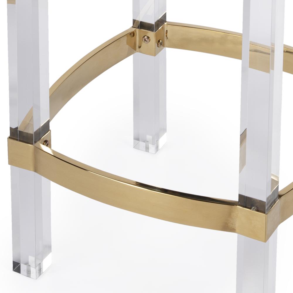 Jordan Acrylic & Polished Brass 24" Counter Stool, White. Picture 5