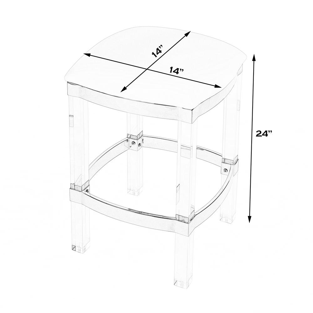 Jordan Acrylic & Polished Brass 24" Counter Stool, White. Picture 6