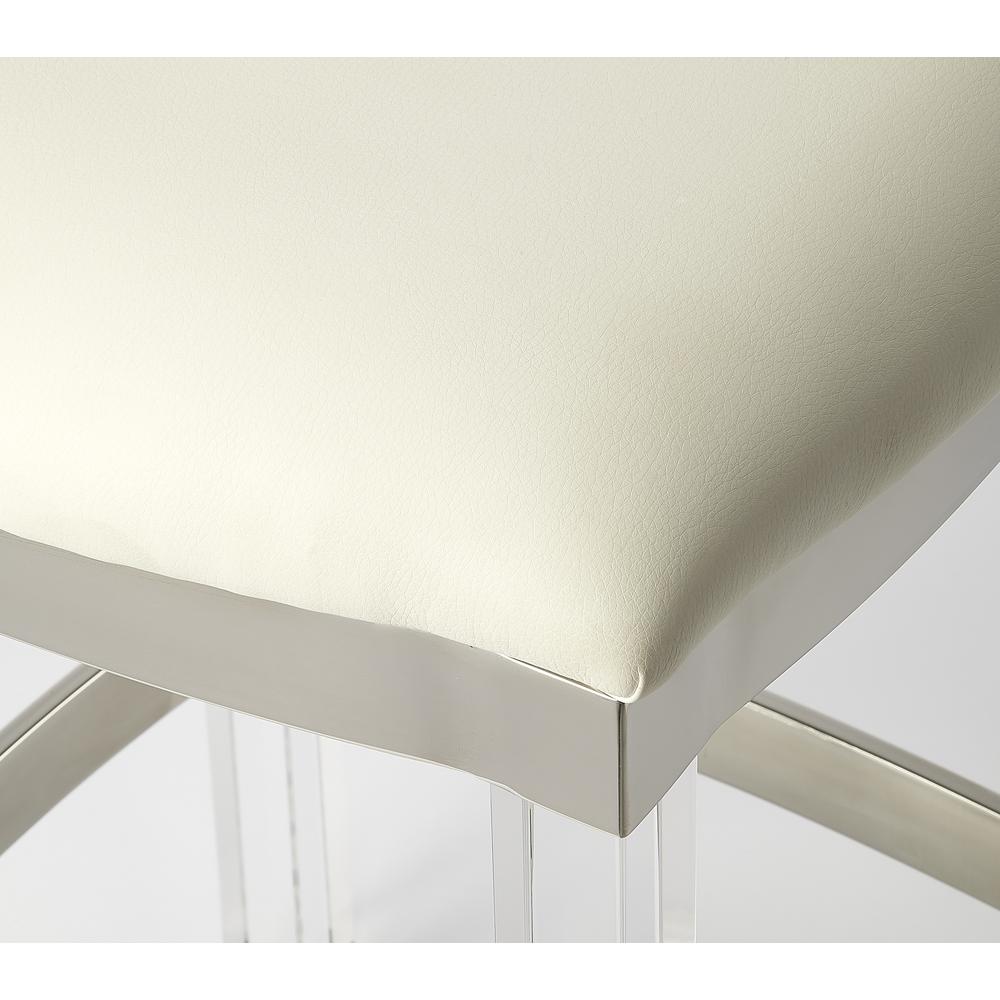 Jordan Acrylic & Leather 24" Counter Stool, White. Picture 4