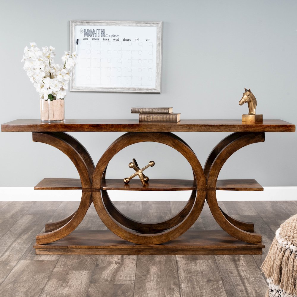 Stowe Rustic Console Table, Medium Brown. Picture 10
