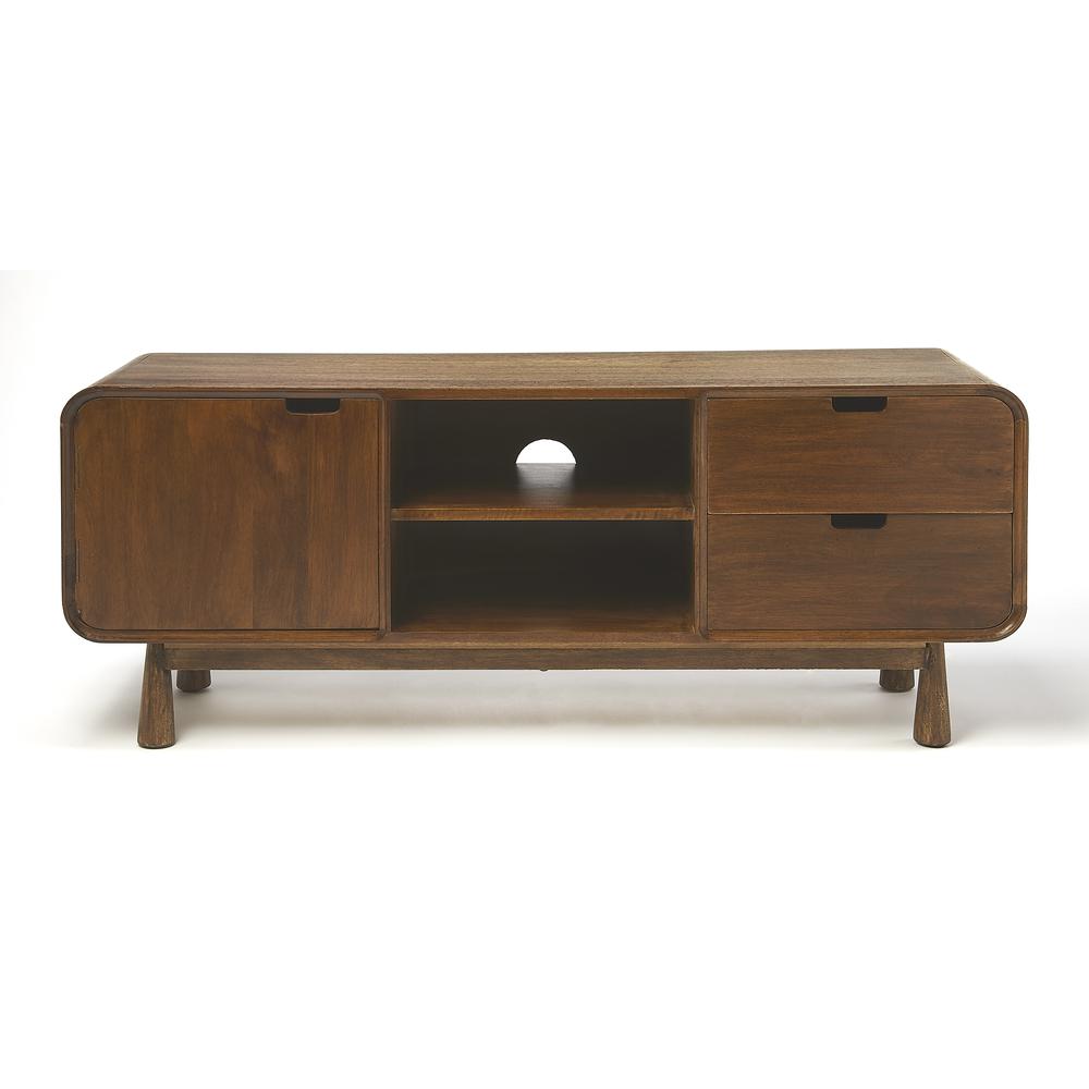 Drayton Modern Wood 49.5" TV Stand, Medium Brown. Picture 2