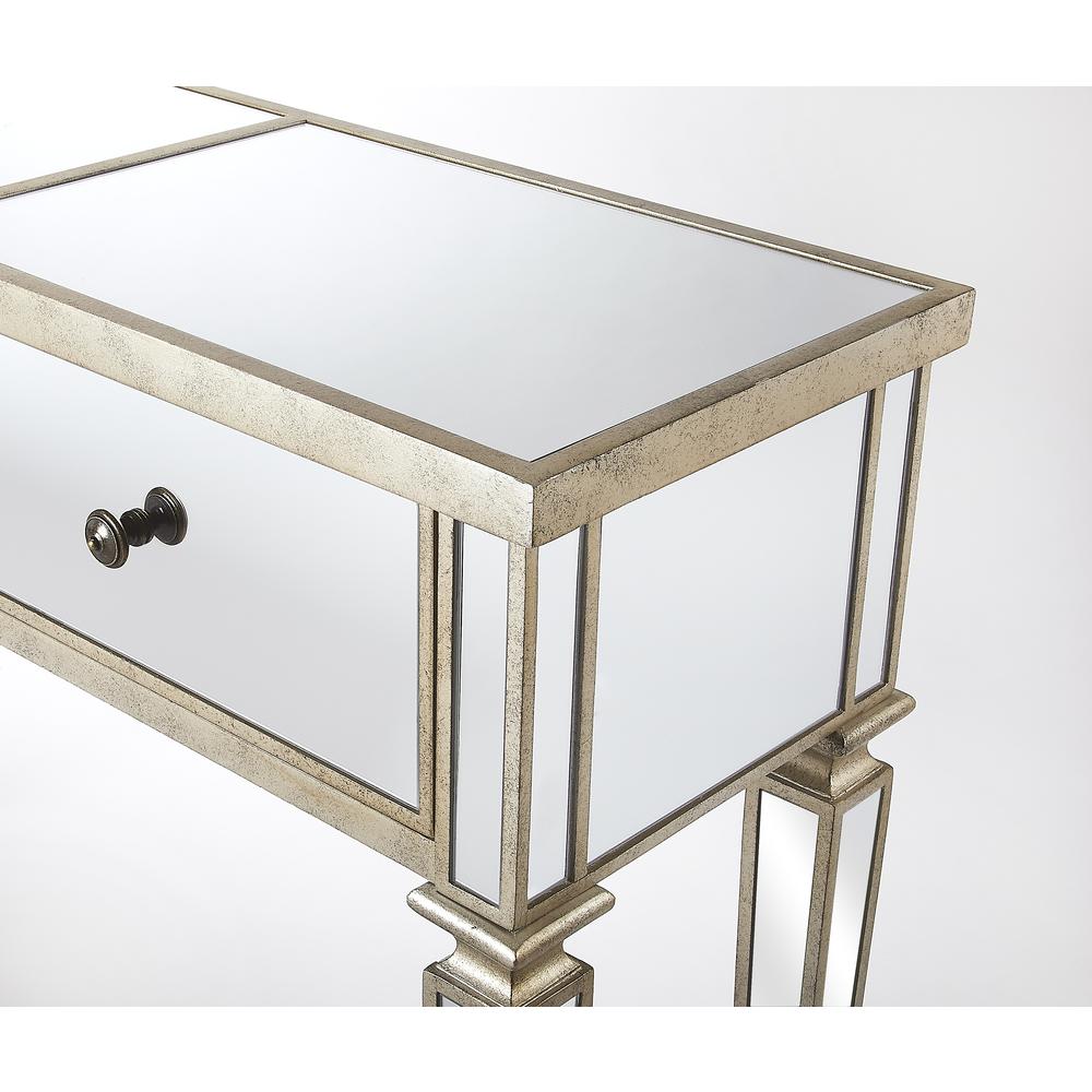 Silver Mirrored Console Table - Elegant Vanity Desk for Living Room. Picture 4