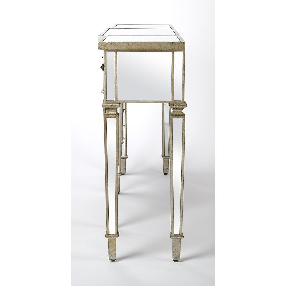 Silver Mirrored Console Table - Elegant Vanity Desk for Living Room. Picture 7