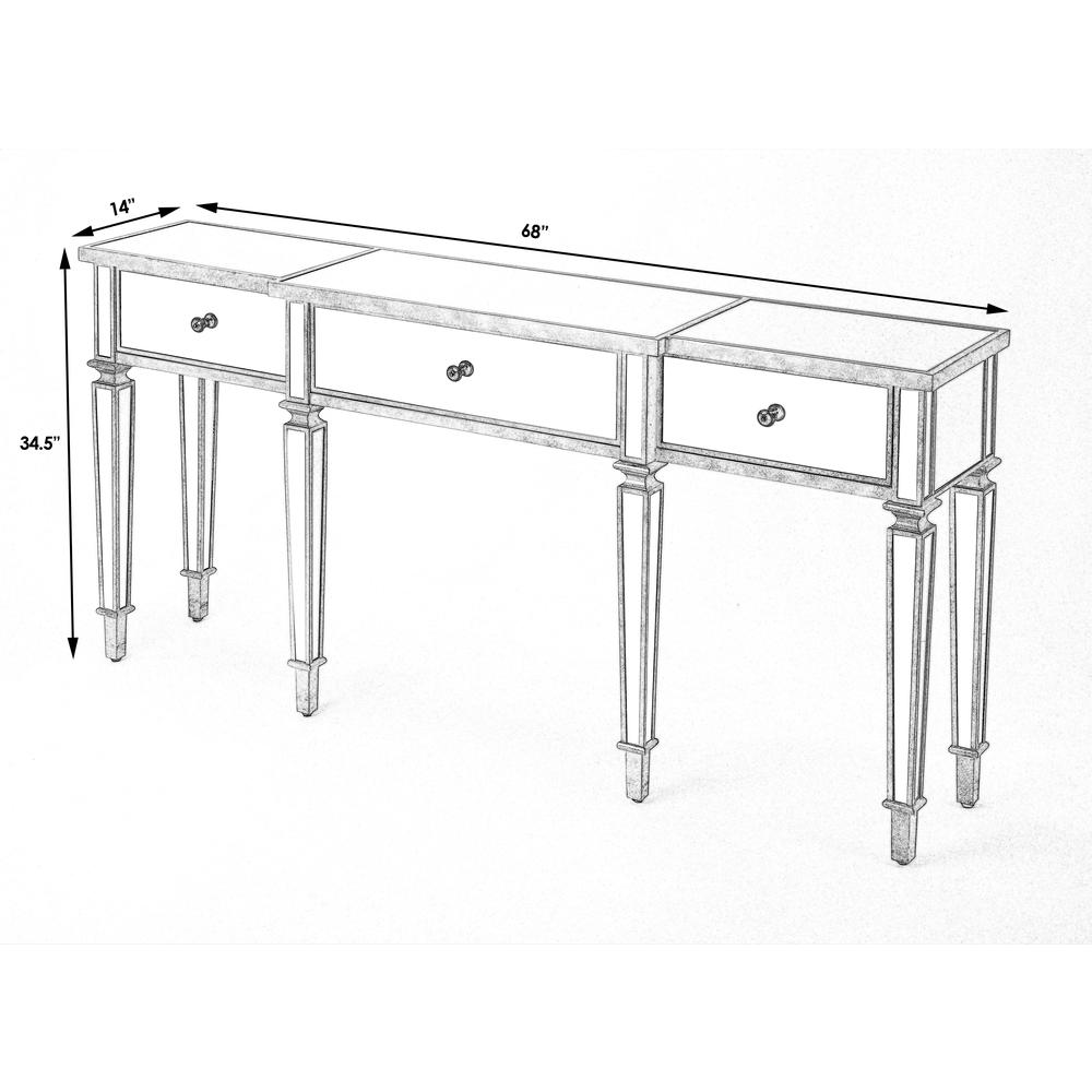 Hayworth Mirrored Console Table, Silver. Picture 9