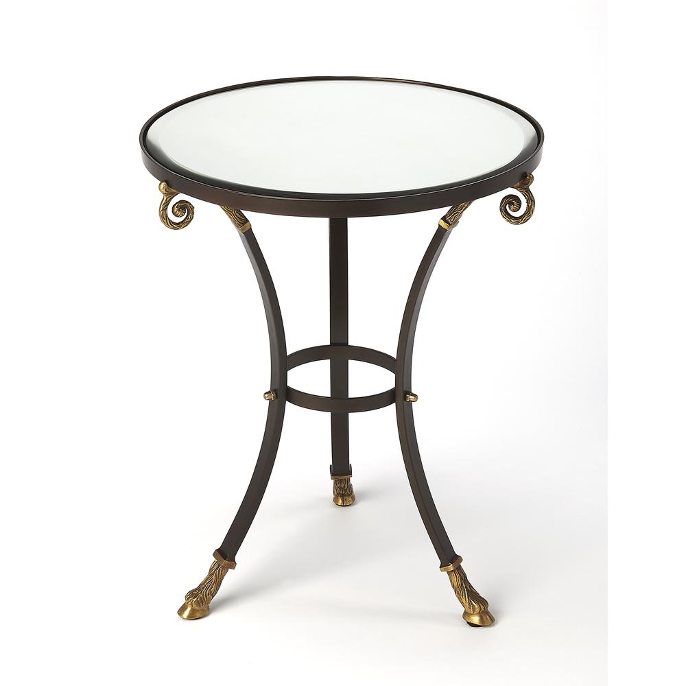 Meurice Glass & Metal Side Table, Black. Picture 1