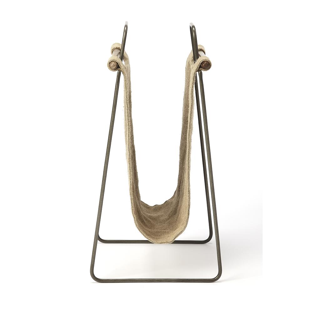 Idaho Burlap & Metal Magazine Basket, Beige. Picture 2