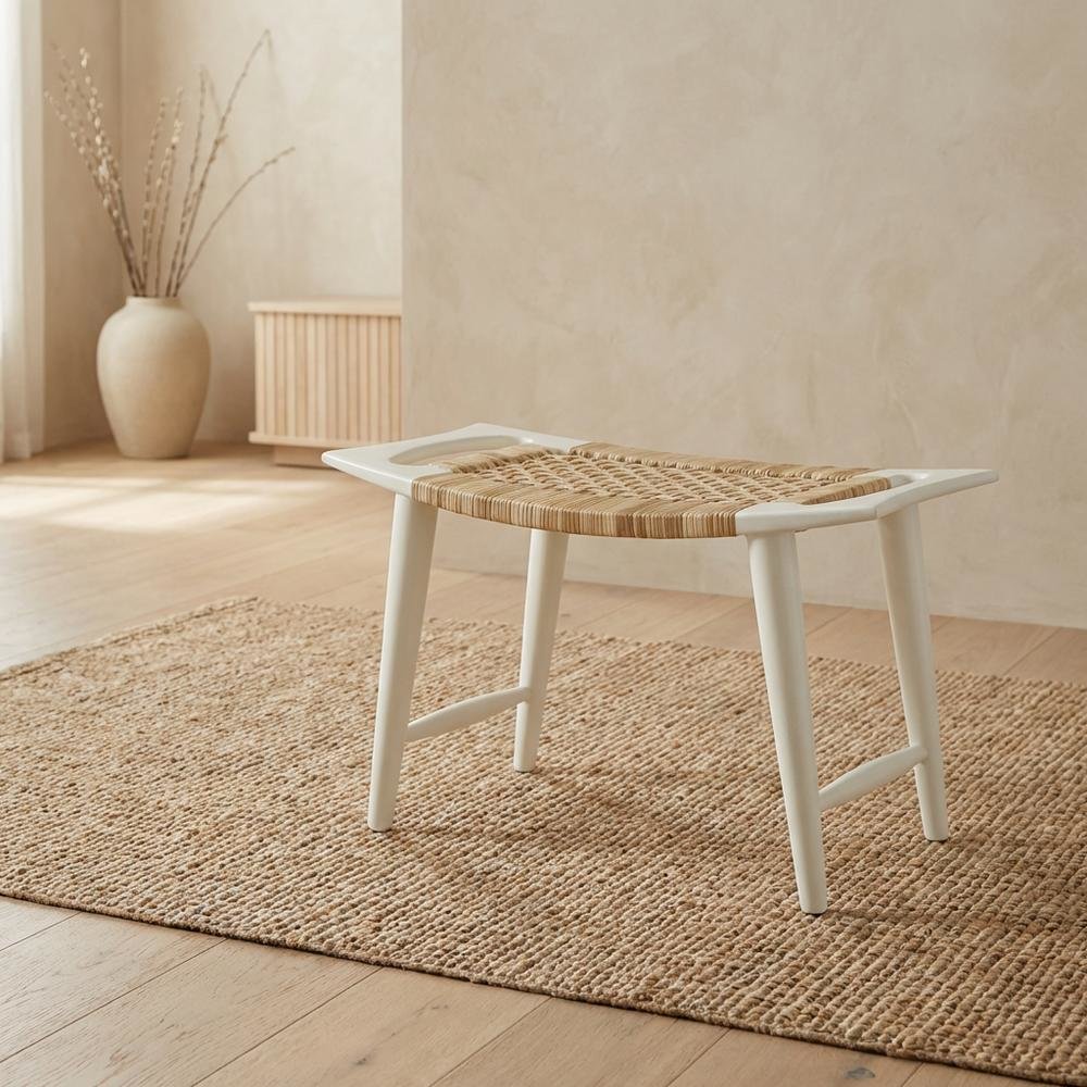 Distressed Wood Accent Stool, Coastal Style Accent Seating for Living Room. Picture 3