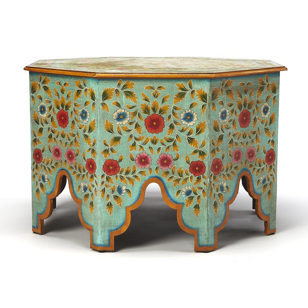 Priya Hand Painted Coffee Table, Green. Picture 2