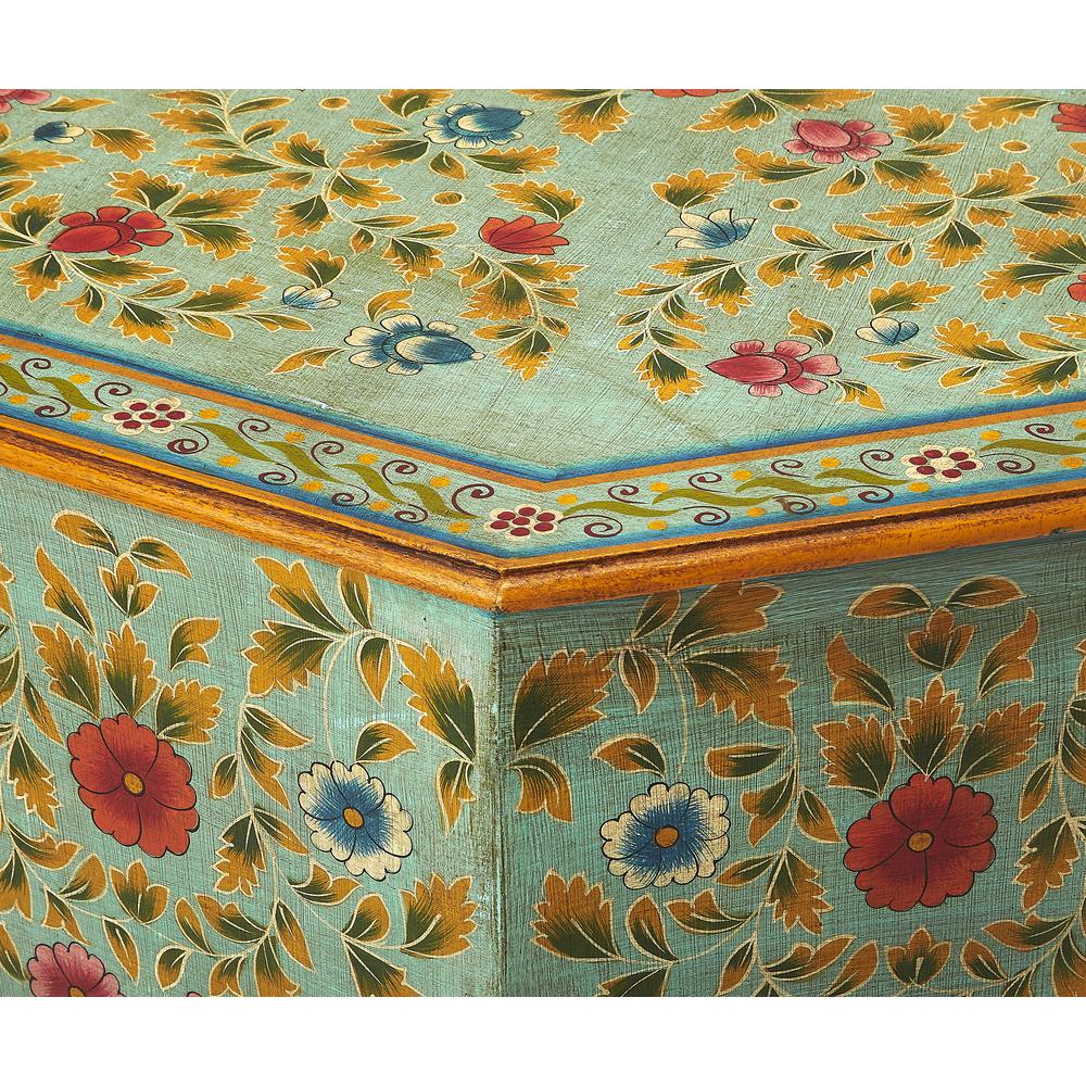 Priya Hand Painted Coffee Table, Green. Picture 3