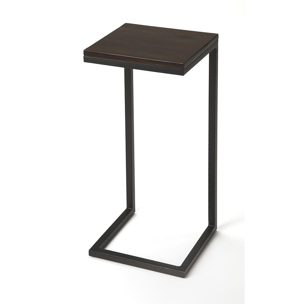 Kilmer Wood & Metal Finsih Side Table, Dark Brown. Picture 1