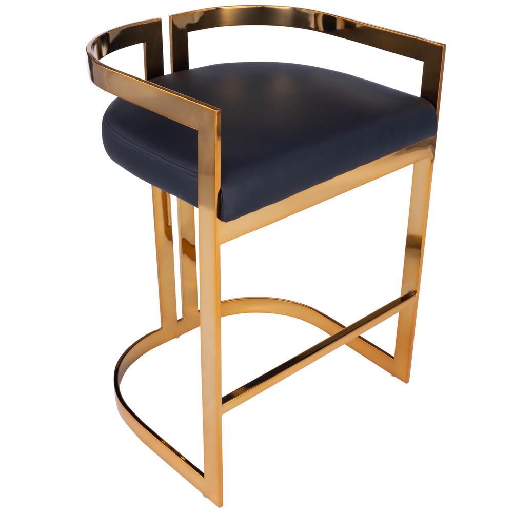Clarence & Faux Leather 25" Counter Stool, Gold. Picture 1