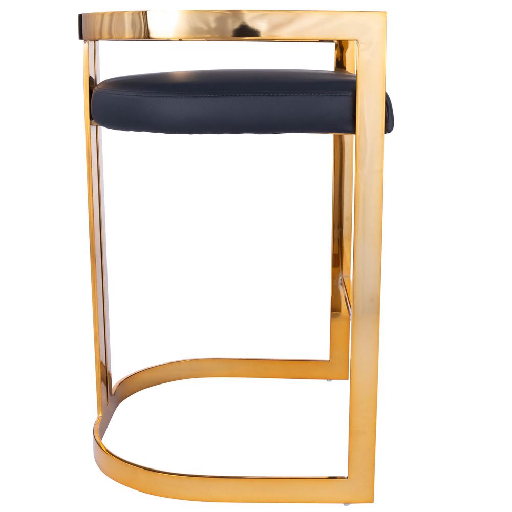 Clarence & Faux Leather 25" Counter Stool, Gold. Picture 2