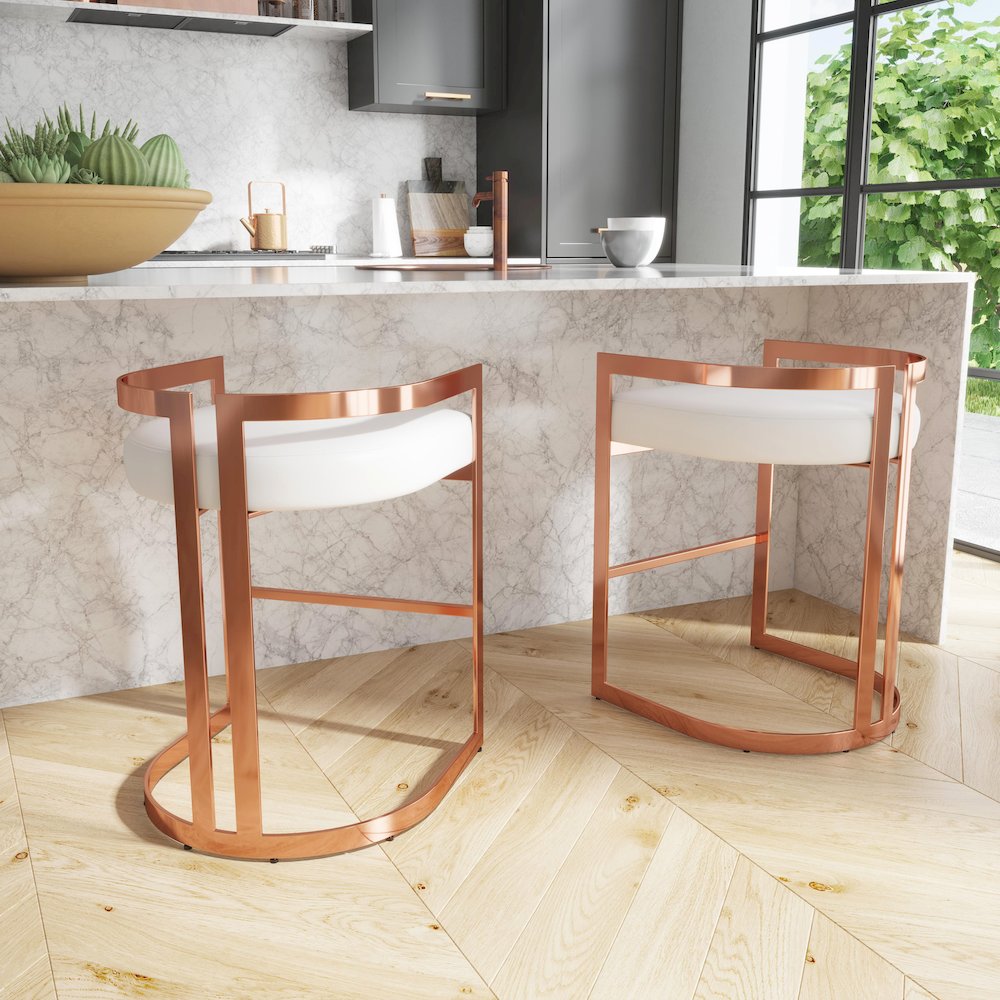 Clarence Faux Leather 25" Counter Stool, Gold. Picture 2