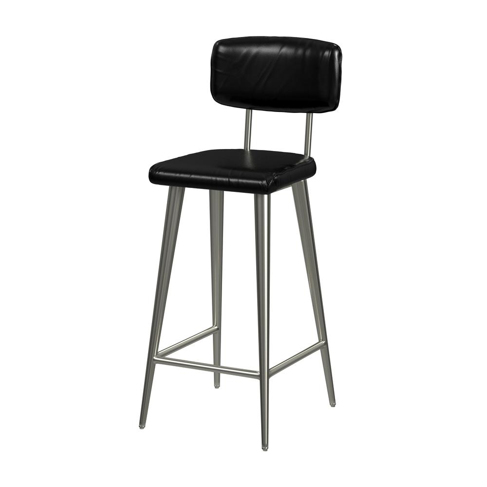 Saddle Leather Rectangular 26" Counter Stool, Black. Picture 1