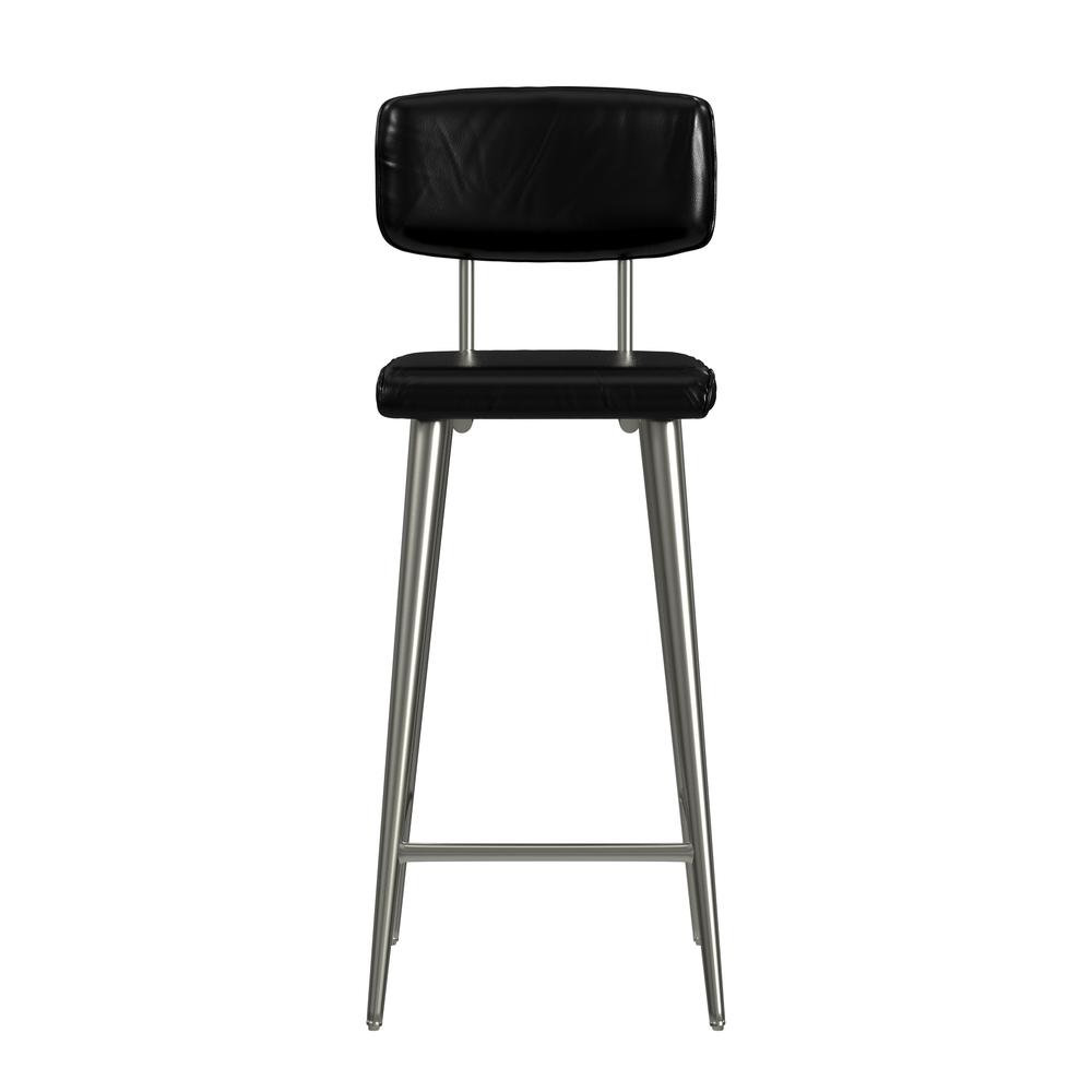 Saddle Leather Rectangular 26" Counter Stool, Black. Picture 2