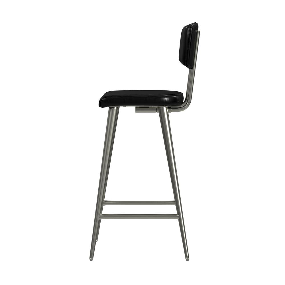 Saddle Leather Rectangular 26" Counter Stool, Black. Picture 3