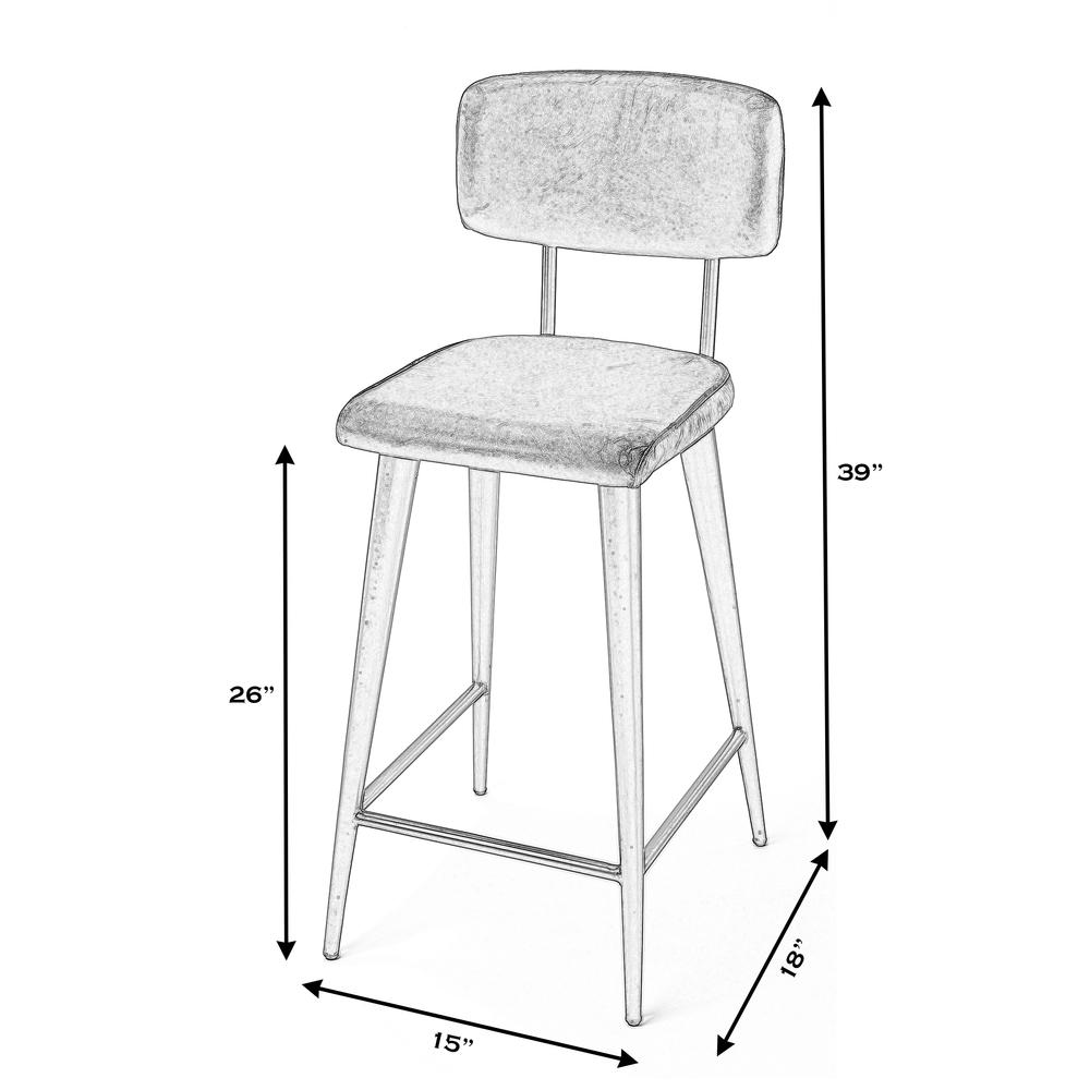 Saddle Leather Rectangular 26" Counter Stool, Black. Picture 6