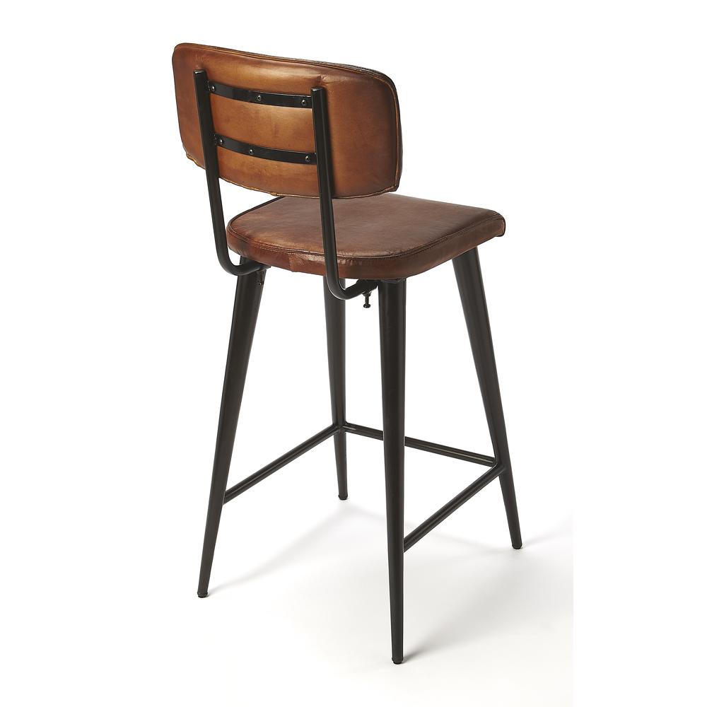 Saddle Leather 26" Counter Stool, Dark Brown. Picture 3