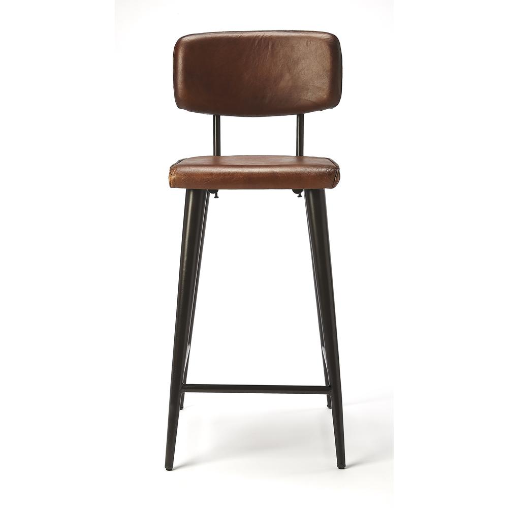 Saddle Leather 26" Counter Stool, Dark Brown. Picture 4