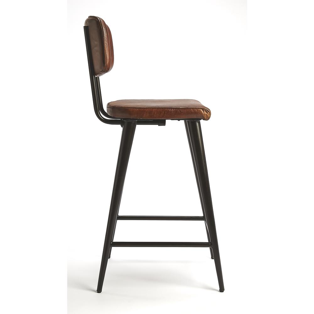 Saddle Leather 26" Counter Stool, Dark Brown. Picture 6