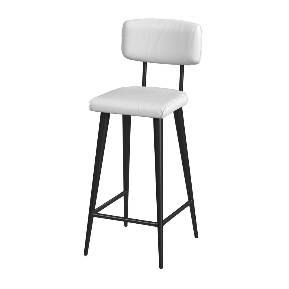 Saddle Leather Rectangular 26" Counter Stool, White. Picture 1