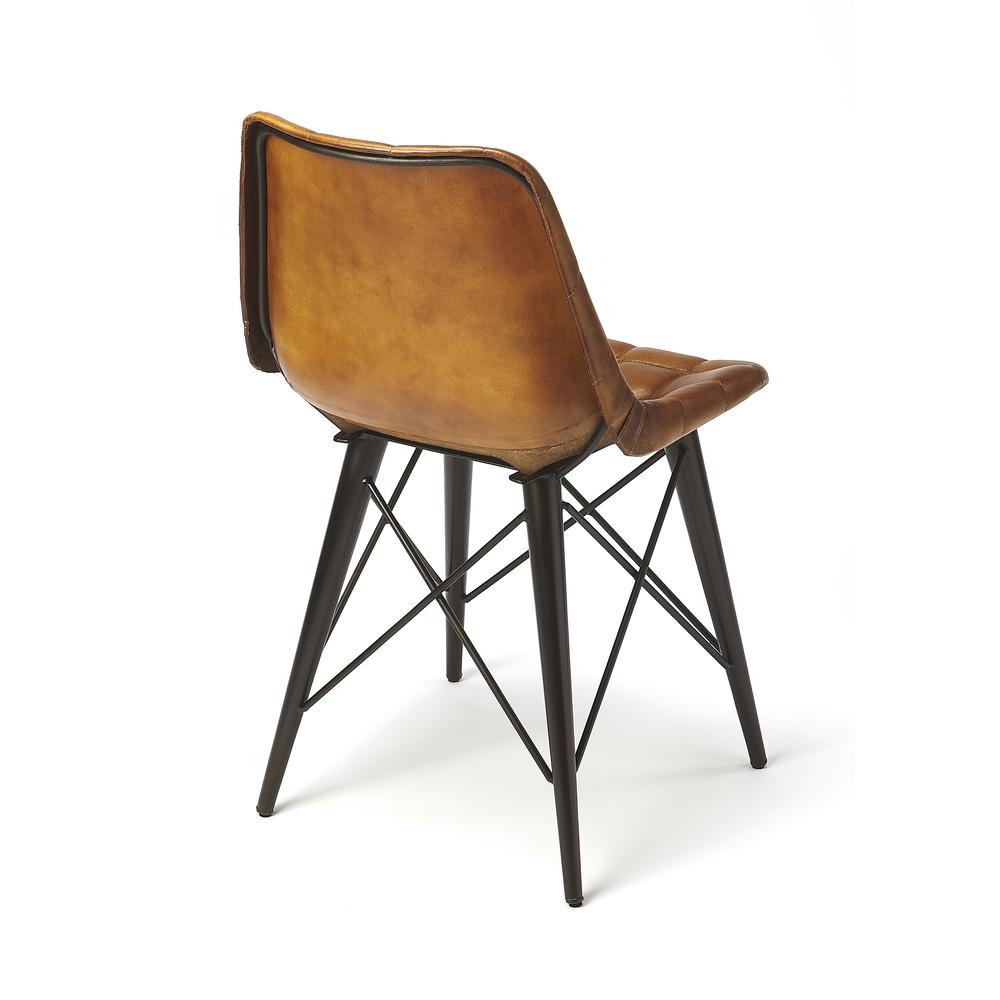 Patty Leather Side Chair, Medium Brown. Picture 2