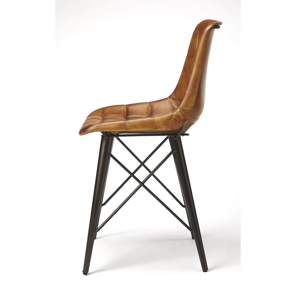 Patty Leather Side Chair, Medium Brown. Picture 4
