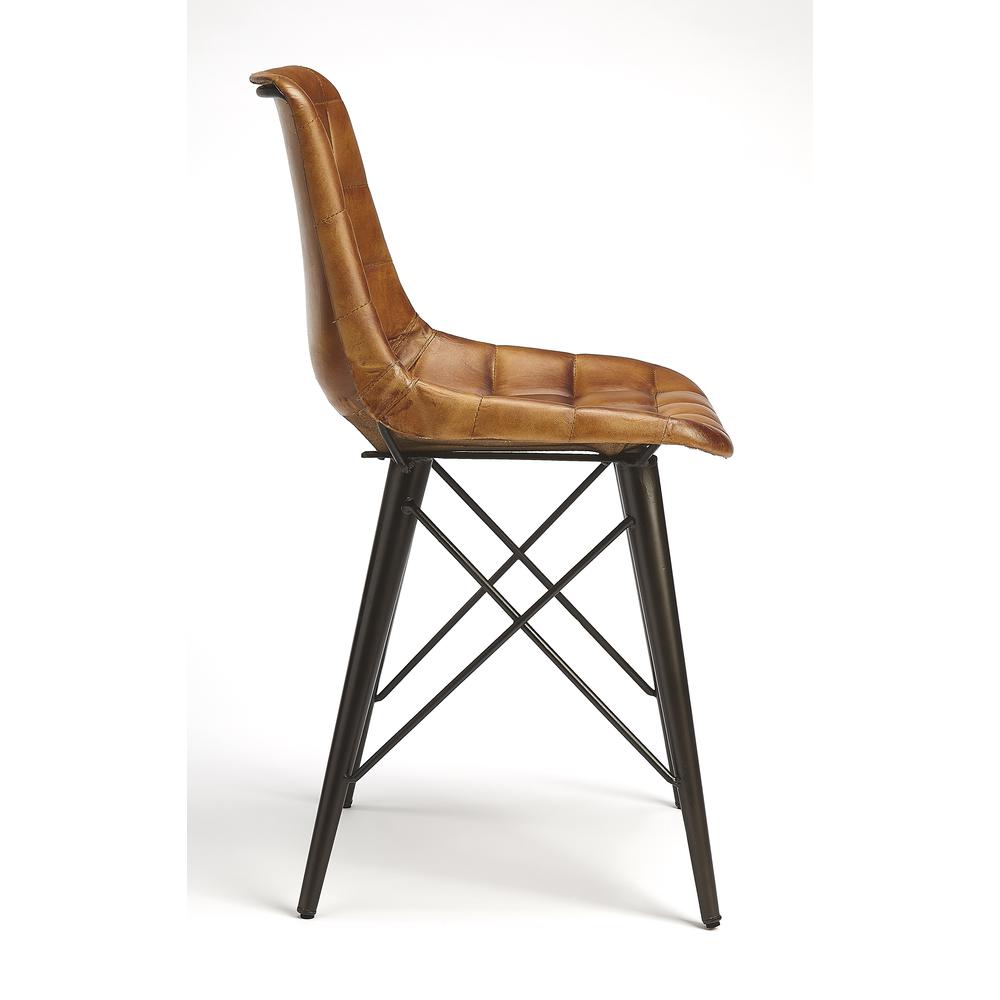 Patty Leather Side Chair, Medium Brown. Picture 5