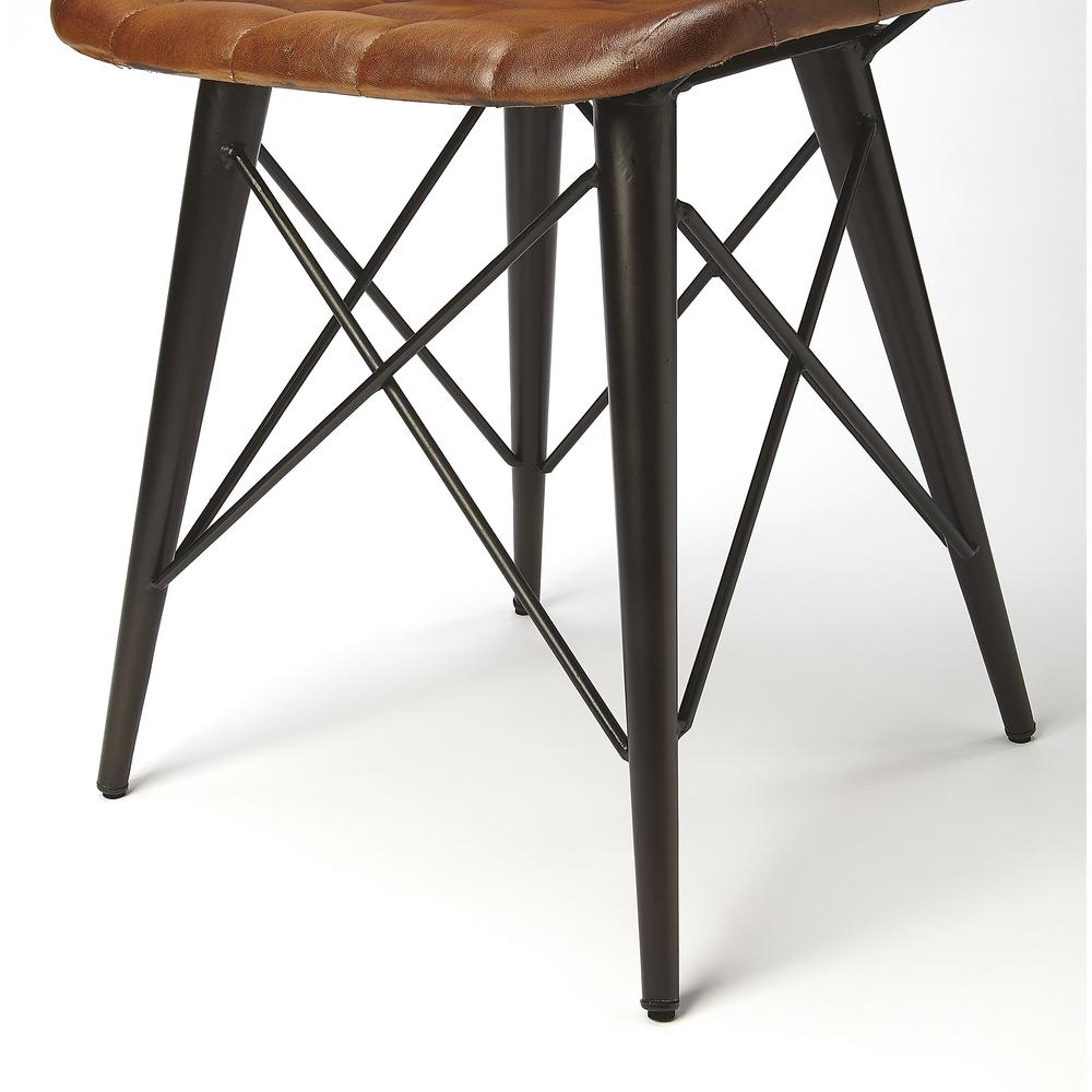 Patty Leather Side Chair, Medium Brown. Picture 6