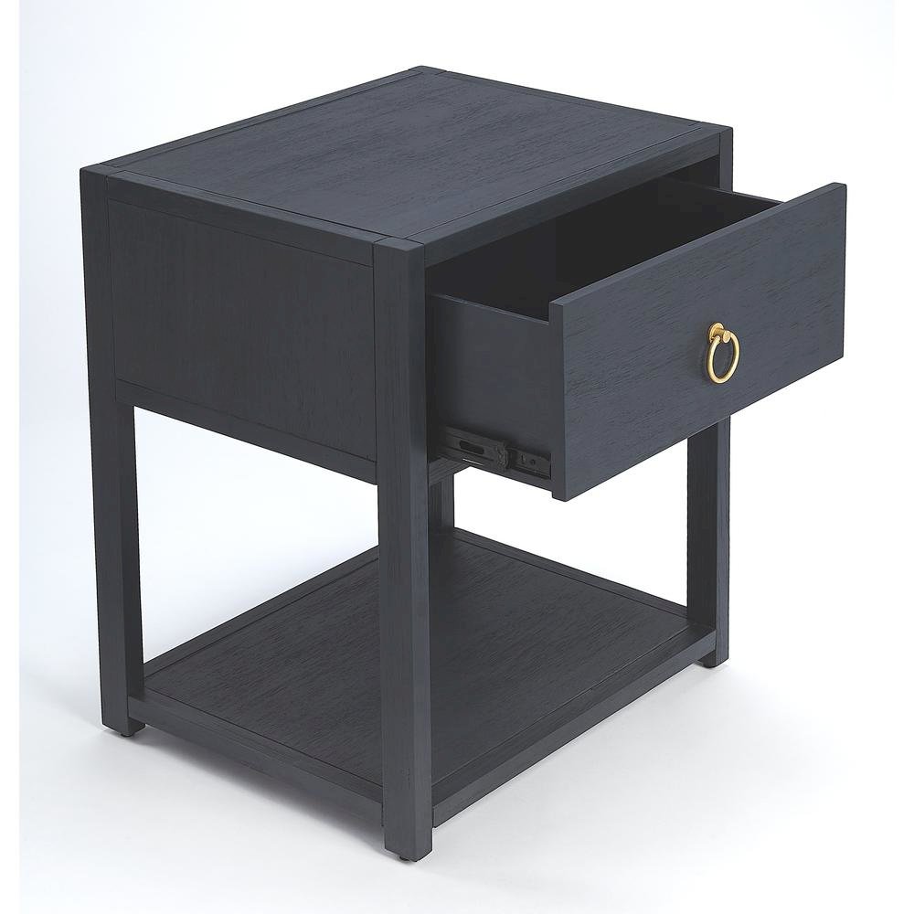 Navy Blue End Table – Small Wood Nightstand for Bedroom or Living Room. Picture 4