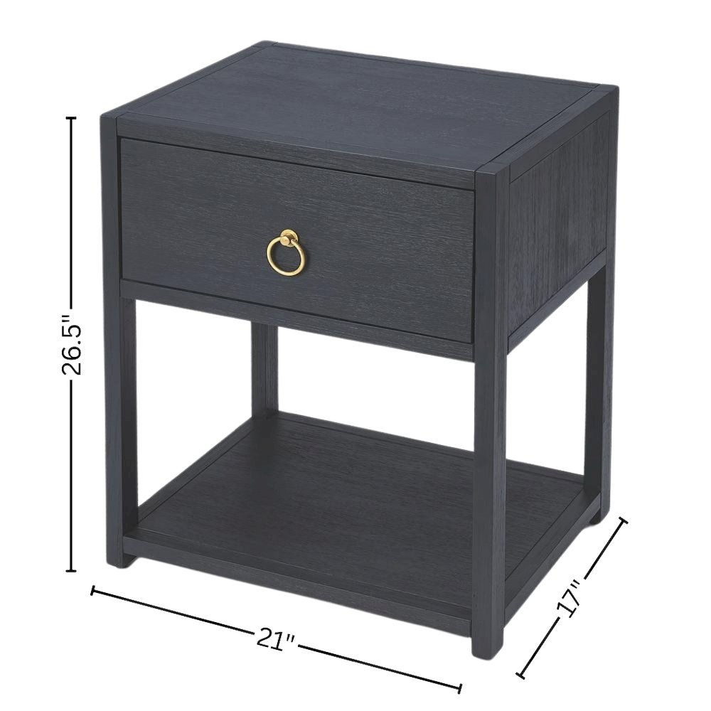 Navy Blue End Table – Small Wood Nightstand for Bedroom or Living Room. Picture 8