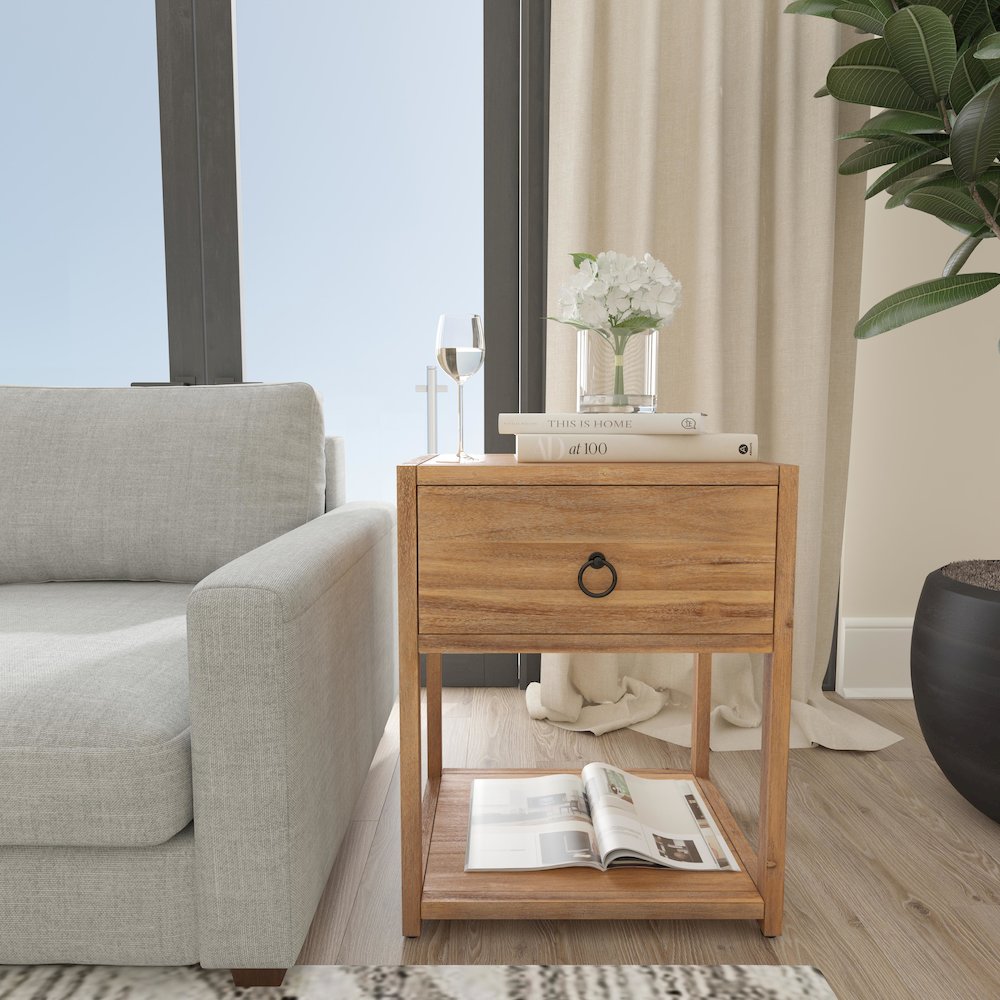 Lark Natural Wood End Table, Light Brown. Picture 10