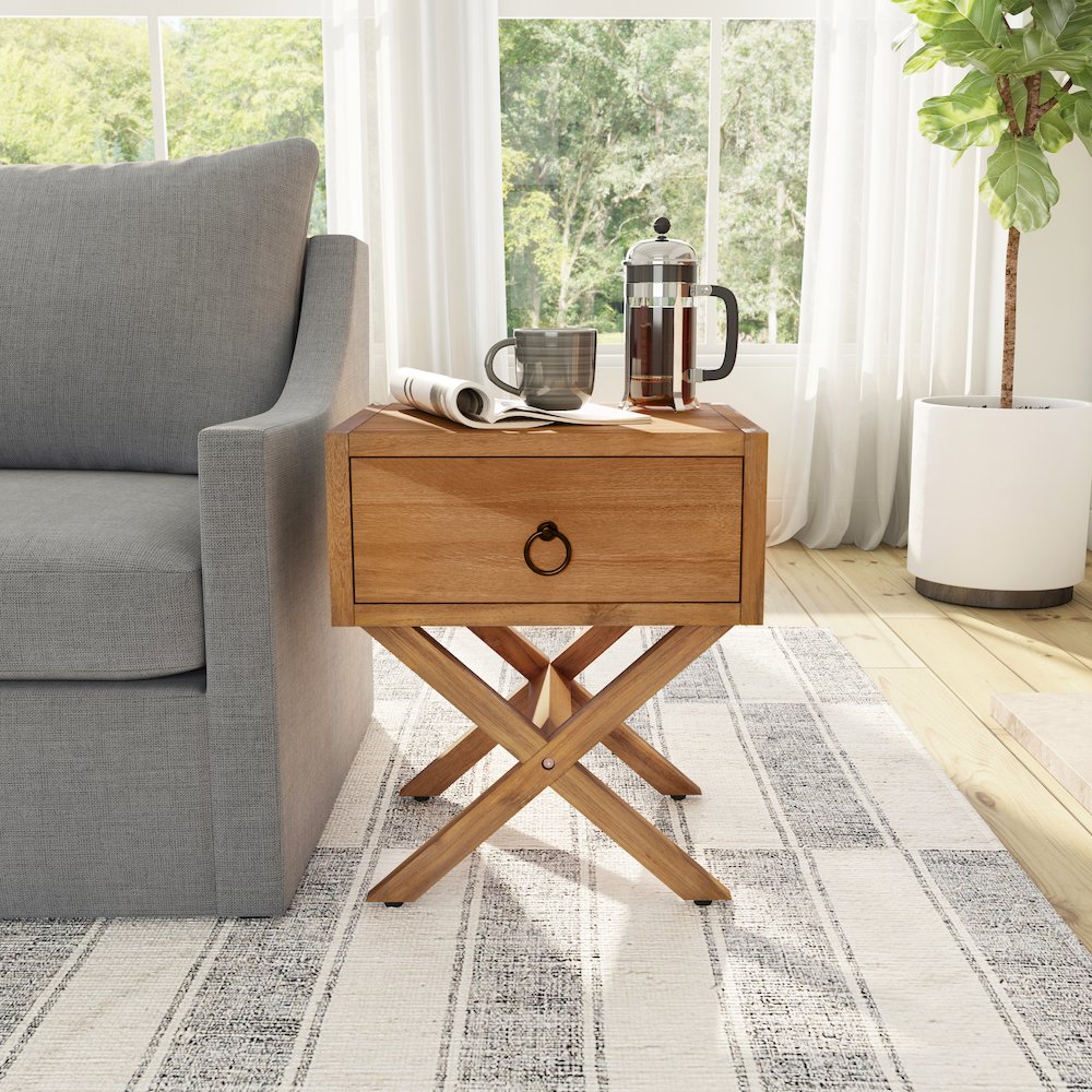 Lark Natural Wood End Table, Light Brown. Picture 9