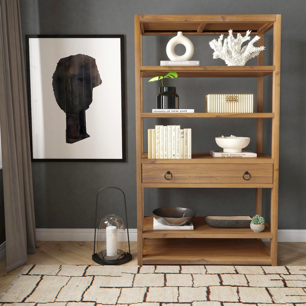 Lark 5 Tier 39"W Etagere Bookcase, Light Brown. Picture 7