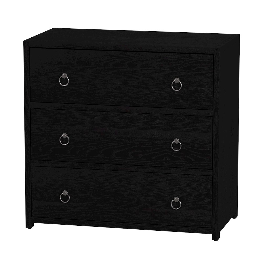 Lark 34 in. W Rectangular Wood 3 Drawer Dresser, Black. Picture 1