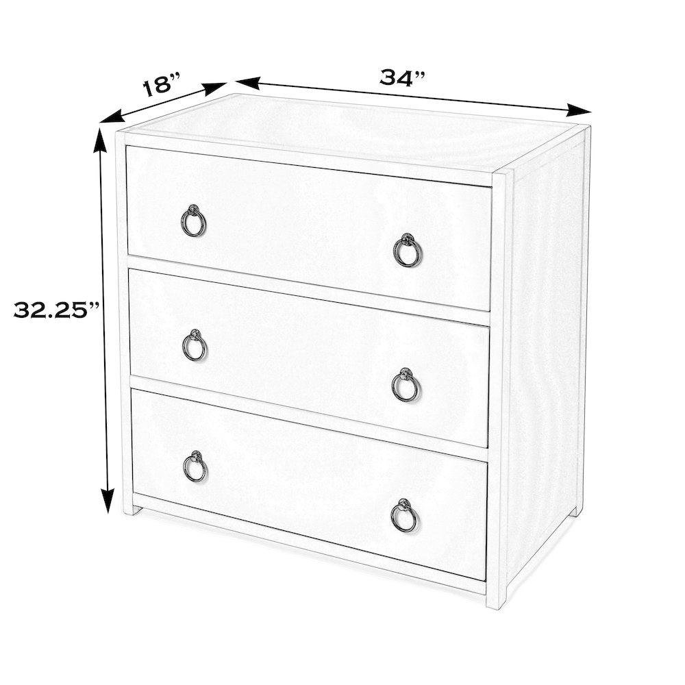 Lark 34 in. W Rectangular Wood 3 Drawer Dresser, Black. Picture 3