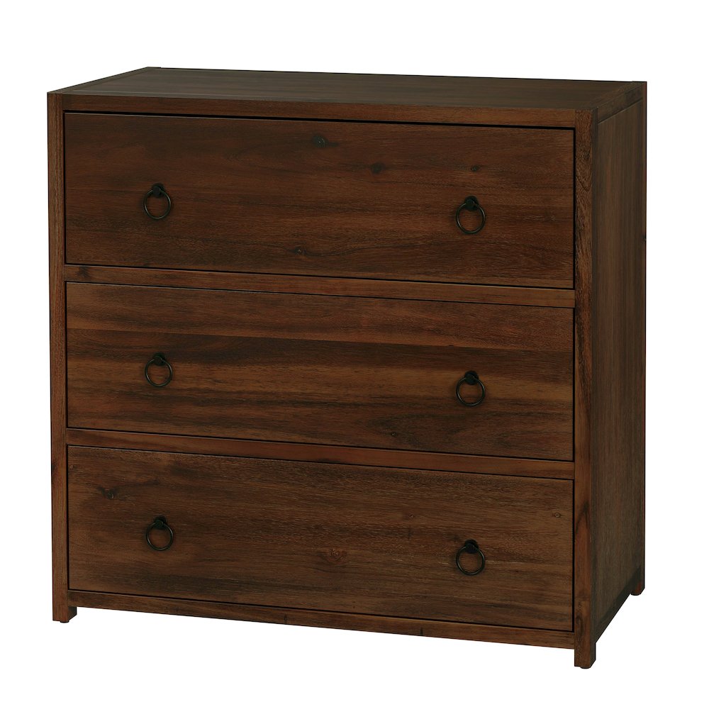 Lark 34 in. W Rectangular Wood 3 Drawer Dresser, Medium Brown. Picture 1