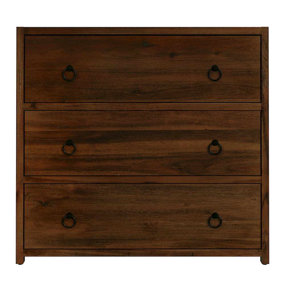 Lark 34 in. W Rectangular Wood 3 Drawer Dresser, Medium Brown. Picture 4