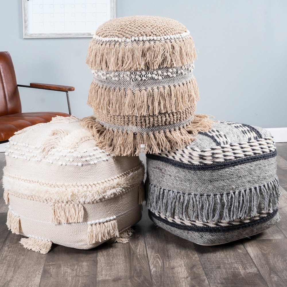Brynn Square Pouffe, Gray. Picture 8